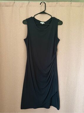 Sleeveless Navy Blue Ruched Knit Dress